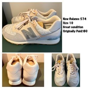 New Balance 574 grey and pink sneakers